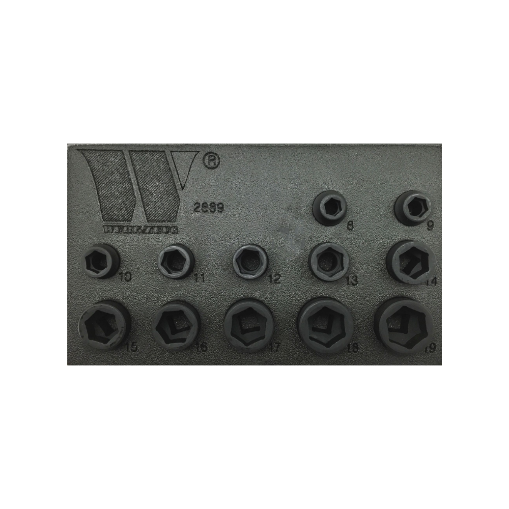 WELZH WERKZEUG 12 delar XS Korta Slaghylsor 8-19mm