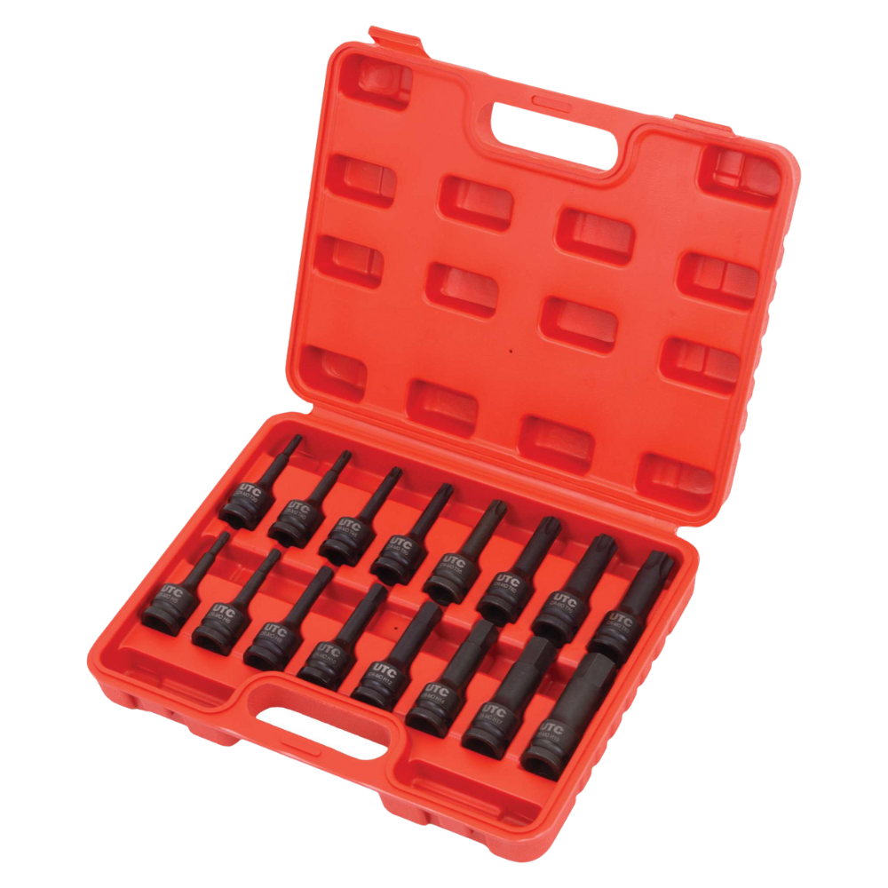 WELZH WERKZEUG 16-bitars krafthylsor med Torkxhylsa & Insexhylsa T30-T80 H5-H19