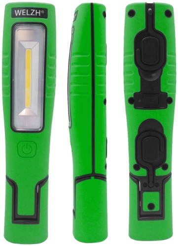 WELZH WERKZEUG Multifunktions COB-arbetslampa 3W med 3W topplampa (nedsänkt lins) grön